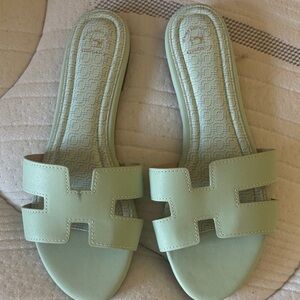 crown & ivy Mint Green Slide Sandals